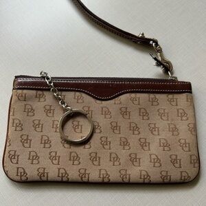 Vintage Dooney & Bourke Tan and Brown Monogram Wristlet